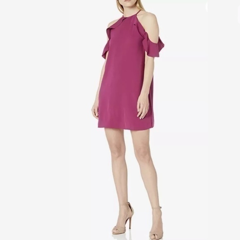 Cooper & Ella Raspberry Saga Cold Shoulder Ruffle Dress - Size M - Picture 5 of 16